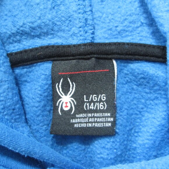 Spyder Boys Royal Blue Hoodie Size L 14-16 Kangaroo Pockets Sweatshirt - Picture 7 of 10